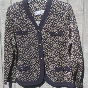 NEW VINTAGE PABLO COLLECTION  BLACK AND GOLD JACKET- SIZE 10